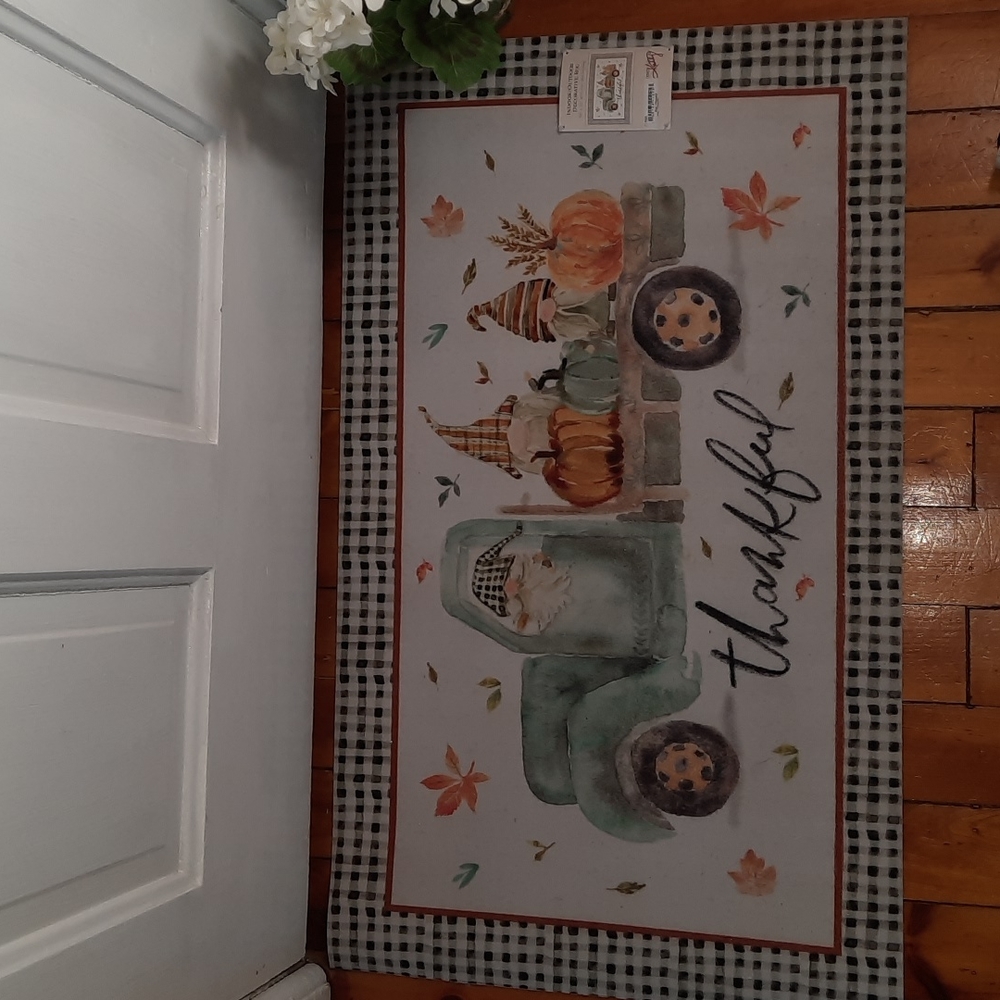 Rug Indoor Outdoor Doormat Gnome Pumpkin Truck Thankful Fall Buffalo Check Cute